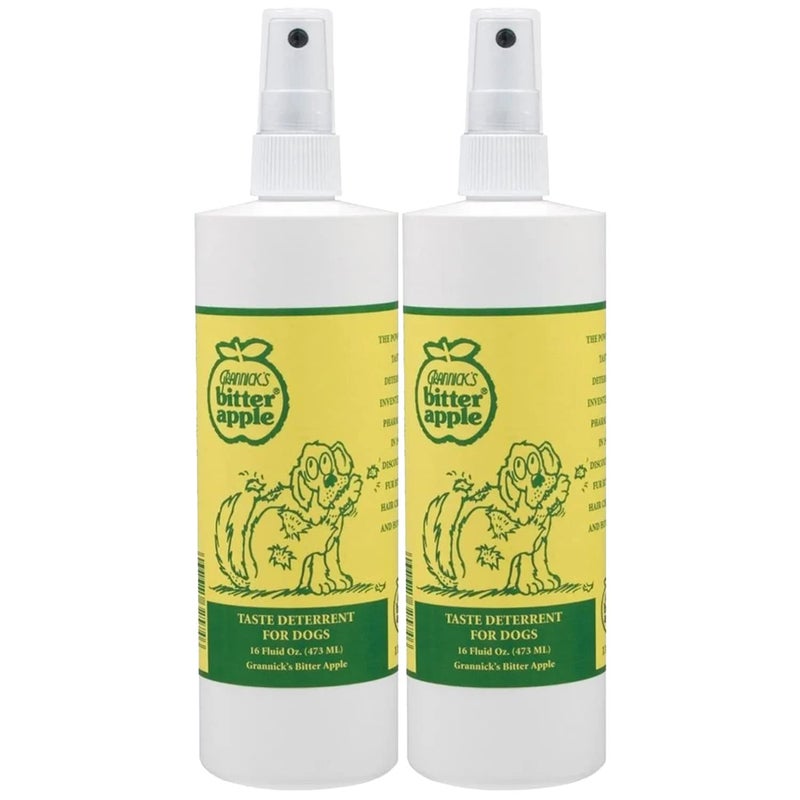Grannick's Bitter Apple Taste Deterrent Spray Bottle for Dogs, 16 Ounces. Pack of 2